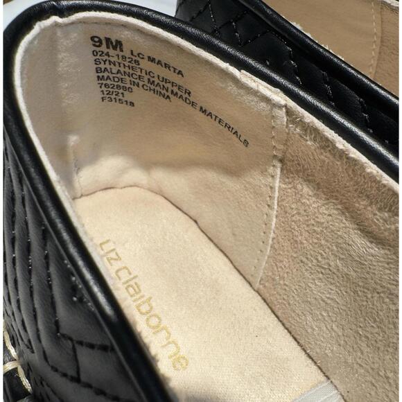 Liz Claiborne Marta Black Quilted Espadrille Flats Women’s Size 9M Slip On - Picture 6 of 6